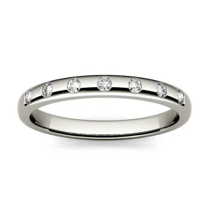 0.11 CTW DEW Round Moissanite Stackable Ring in 14K White Gold