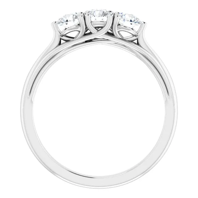 0.75 ct. Round Cut Diamond 3 Stone Wedding Band