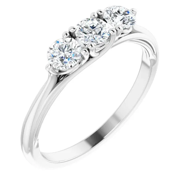 0.75 ct. Round Cut Diamond 3 Stone Wedding Band