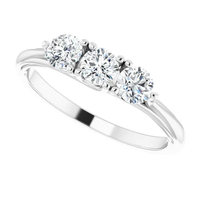 0.75 ct. Round Cut Diamond 3 Stone Wedding Band