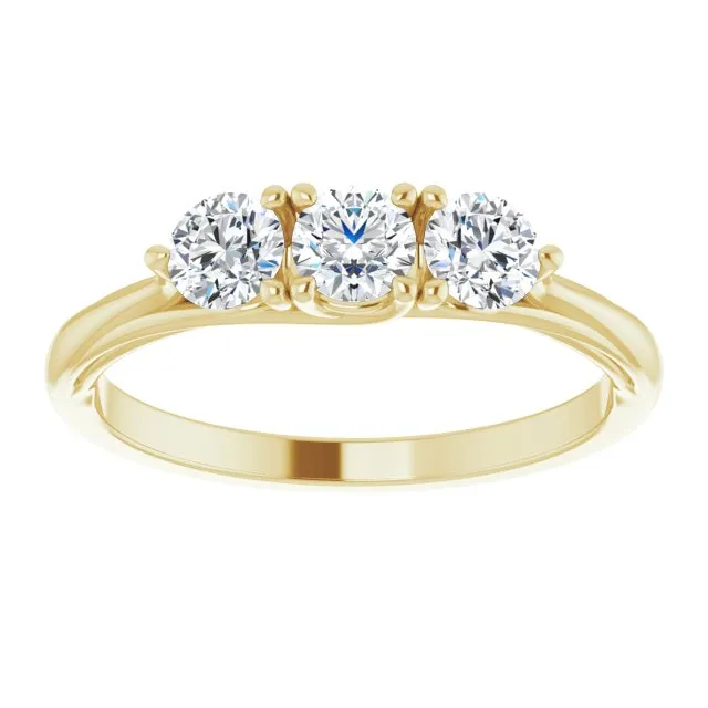 0.75 ct. Round Cut Diamond 3 Stone Wedding Band