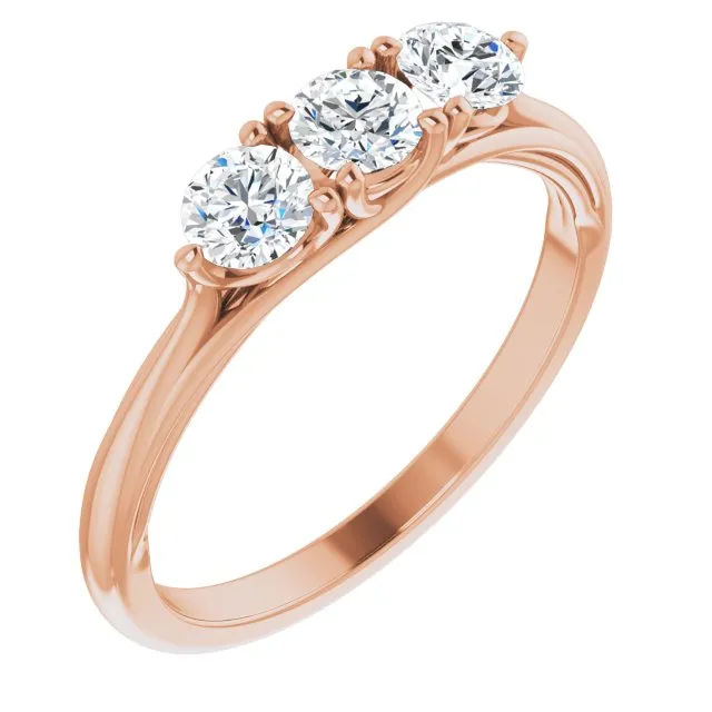 0.75 ct. Round Cut Diamond 3 Stone Wedding Band