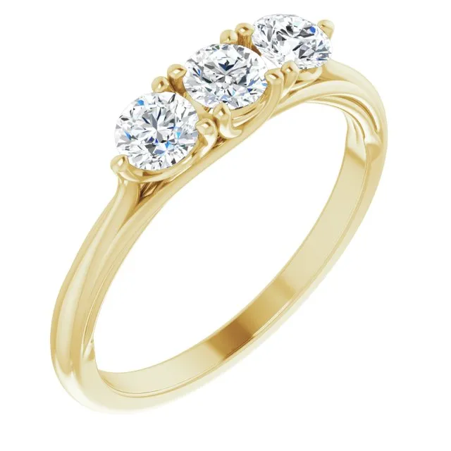 0.75 ct. Round Cut Diamond 3 Stone Wedding Band