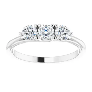 0.75 ct. Round Cut Diamond 3 Stone Wedding Band