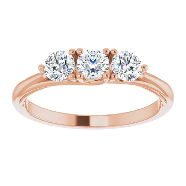 0.75 ct. Round Cut Diamond 3 Stone Wedding Band