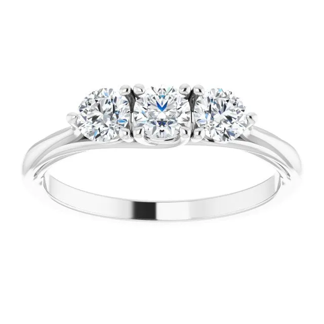 0.75 ct. Round Cut Diamond 3 Stone Wedding Band