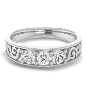 0.75 ctw Round Diamond Filigree Accent Men's Ring Vintage Inspired