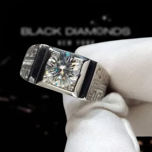 1.0 Ct Round Cut D Color Diamond Vintage Mens Ring