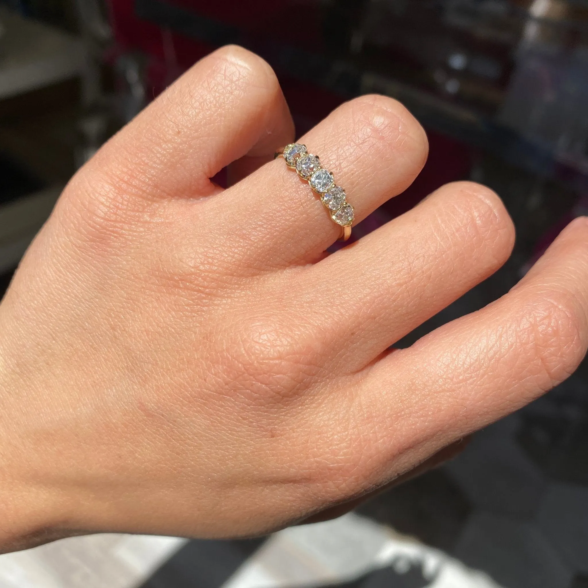 1.05ctw Old Mine Cut Diamond 5-Stone Band