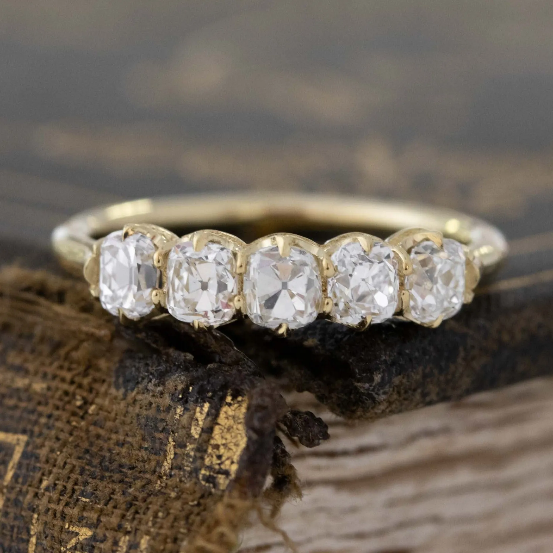 1.05ctw Old Mine Cut Diamond 5-Stone Band