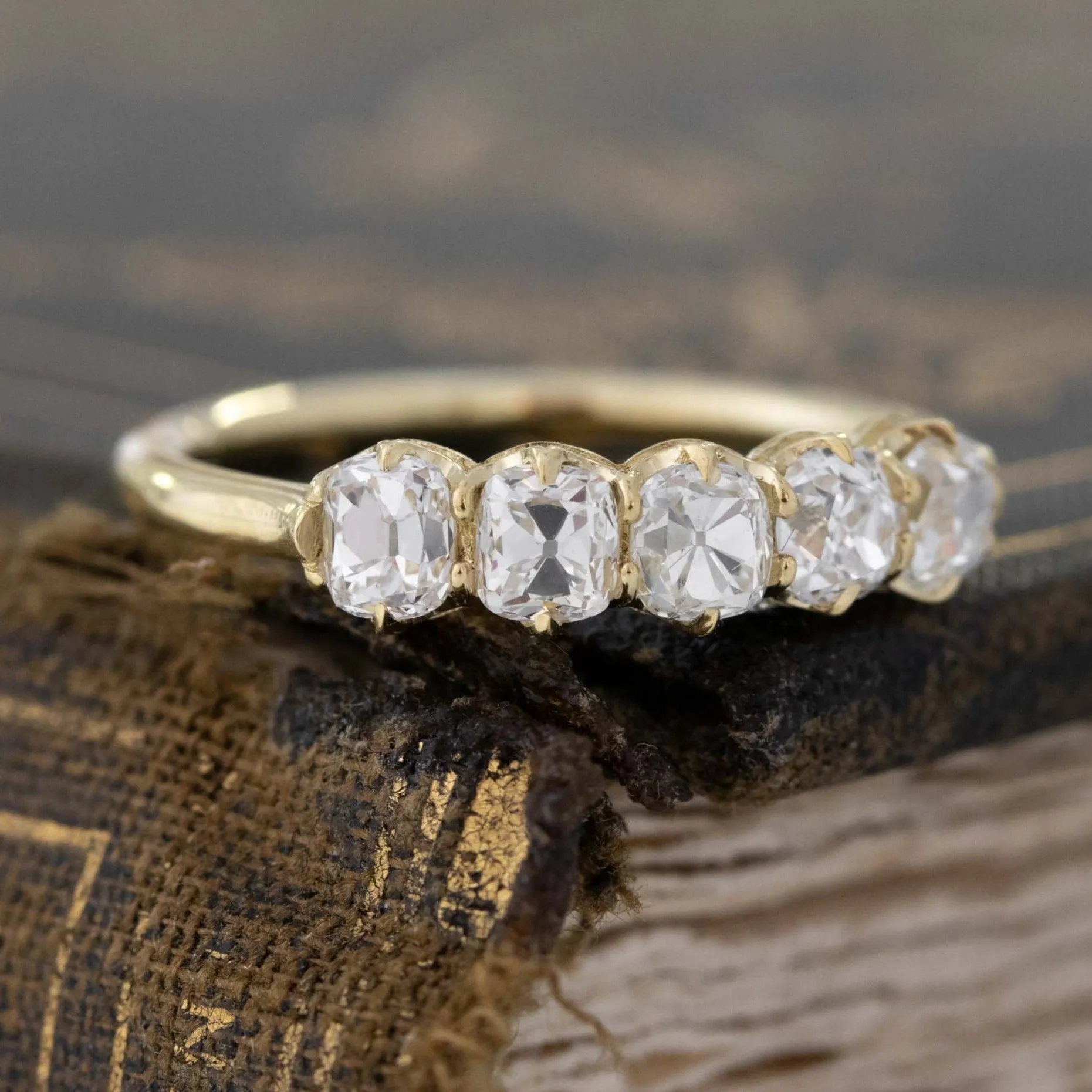 1.05ctw Old Mine Cut Diamond 5-Stone Band