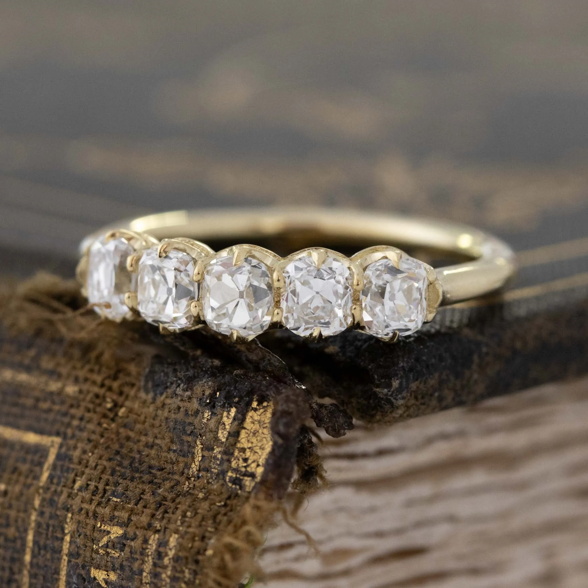 1.05ctw Old Mine Cut Diamond 5-Stone Band