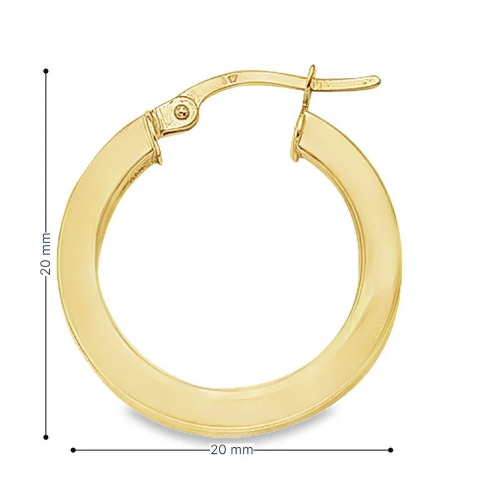 10K, 14K Yellow Gold 2.5 MM Square Tube Hoop Earrings