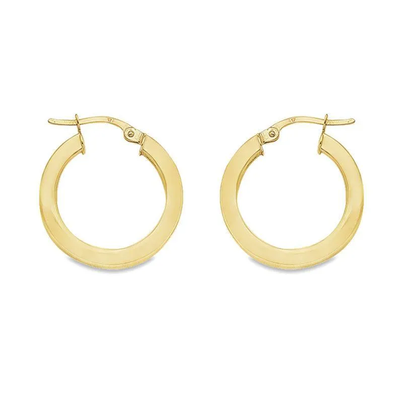 10K, 14K Yellow Gold 2.5 MM Square Tube Hoop Earrings
