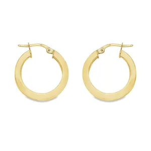 10K, 14K Yellow Gold 2.5 MM Square Tube Hoop Earrings