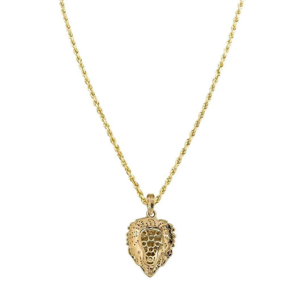 10k Yellow Gold Diamond Lion Pendant 0.35 Ctw