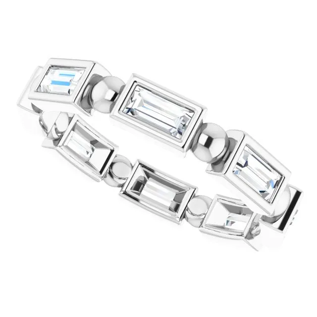 1.12 ct. Straight Baguette Diamond Eternity Band Stackable Diamond Ring