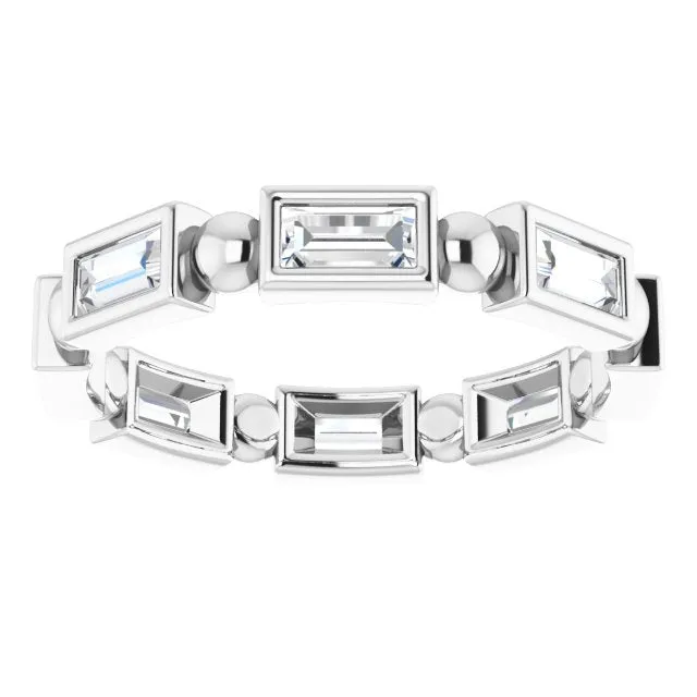 1.12 ct. Straight Baguette Diamond Eternity Band Stackable Diamond Ring