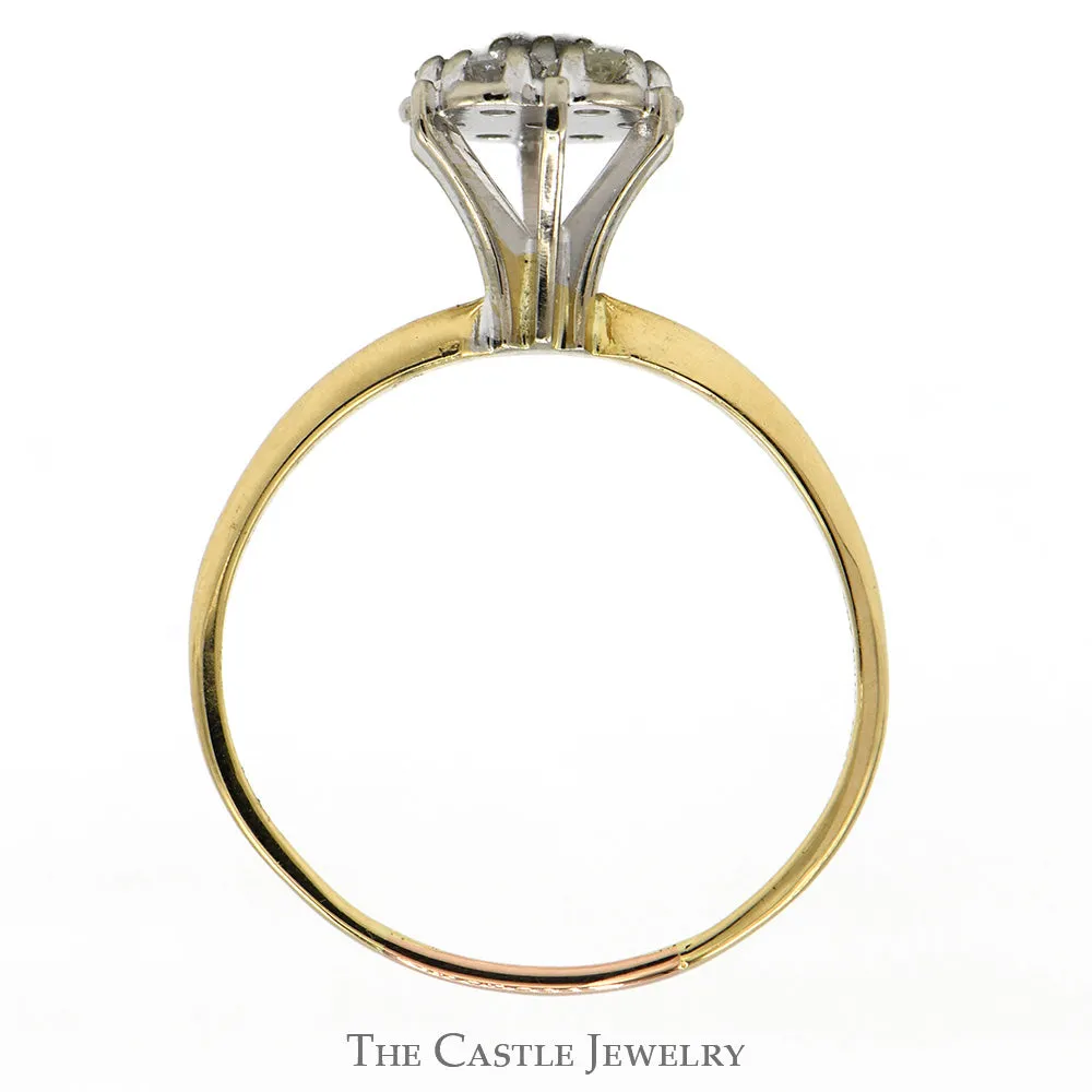 1/2cttw 7 Diamond Cluster Ring in 14k Yellow Gold