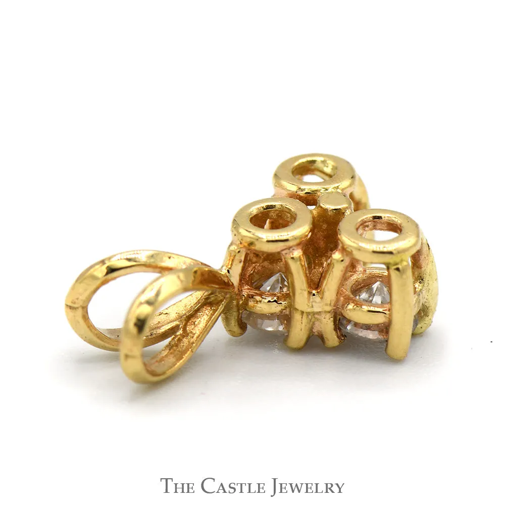1/2cttw Triple Round Diamond Pendant in 14k Yellow Gold