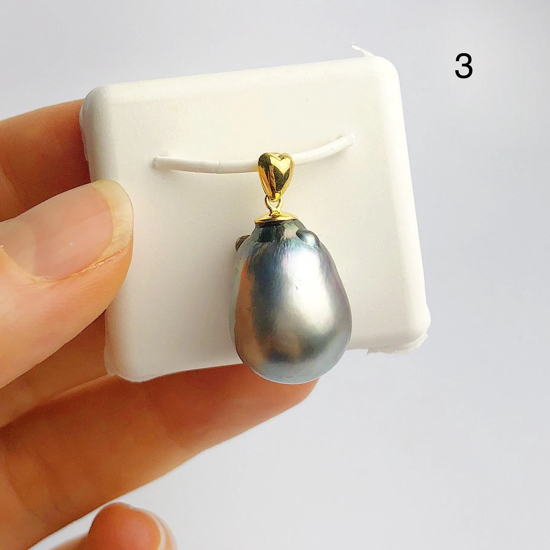13-14mm Tahitian Pearl Pendants on 18K Gold Plated Sterling Silver (445 No. 1-4)