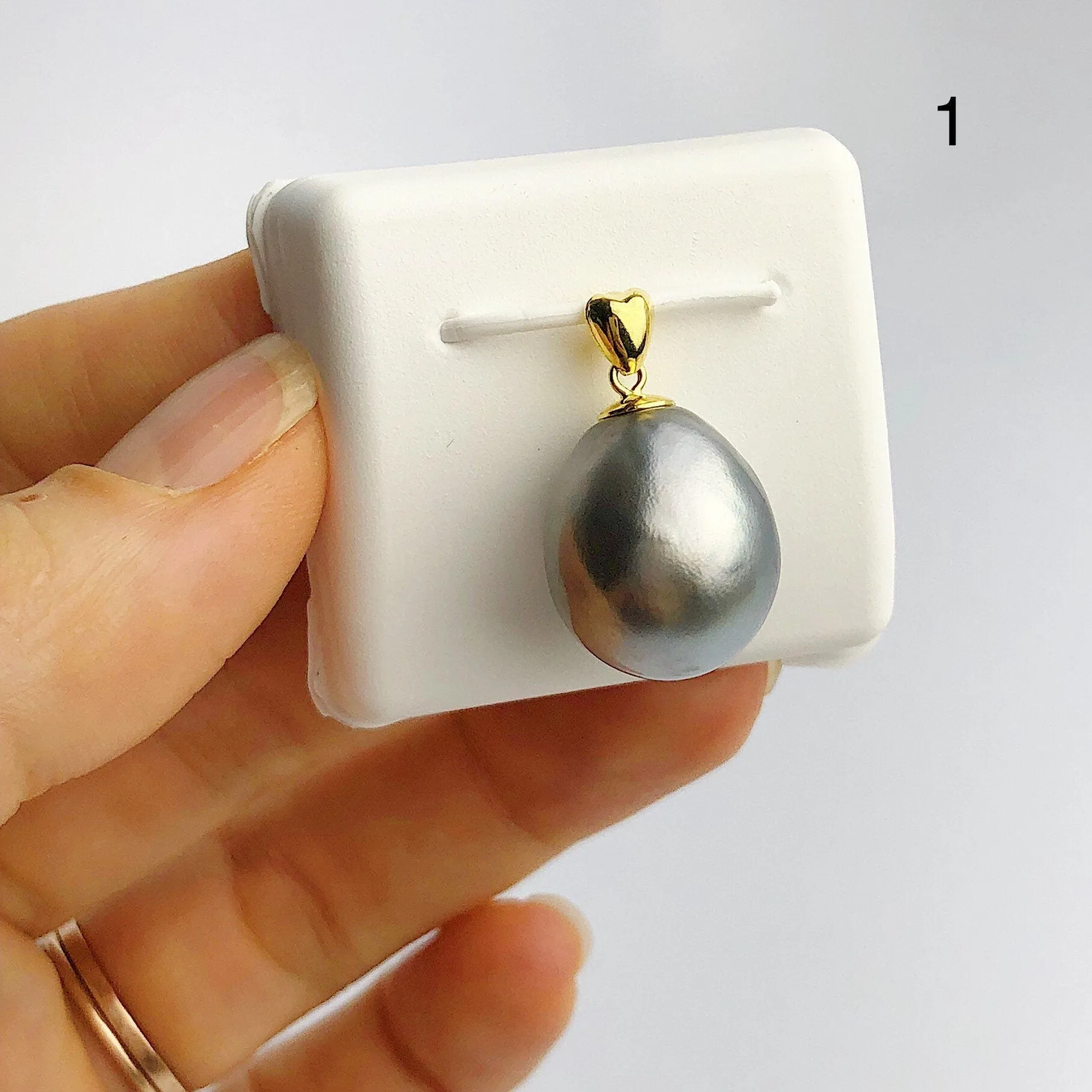 13-14mm Tahitian Pearl Pendants on 18K Gold Plated Sterling Silver (451 No. 1-4)