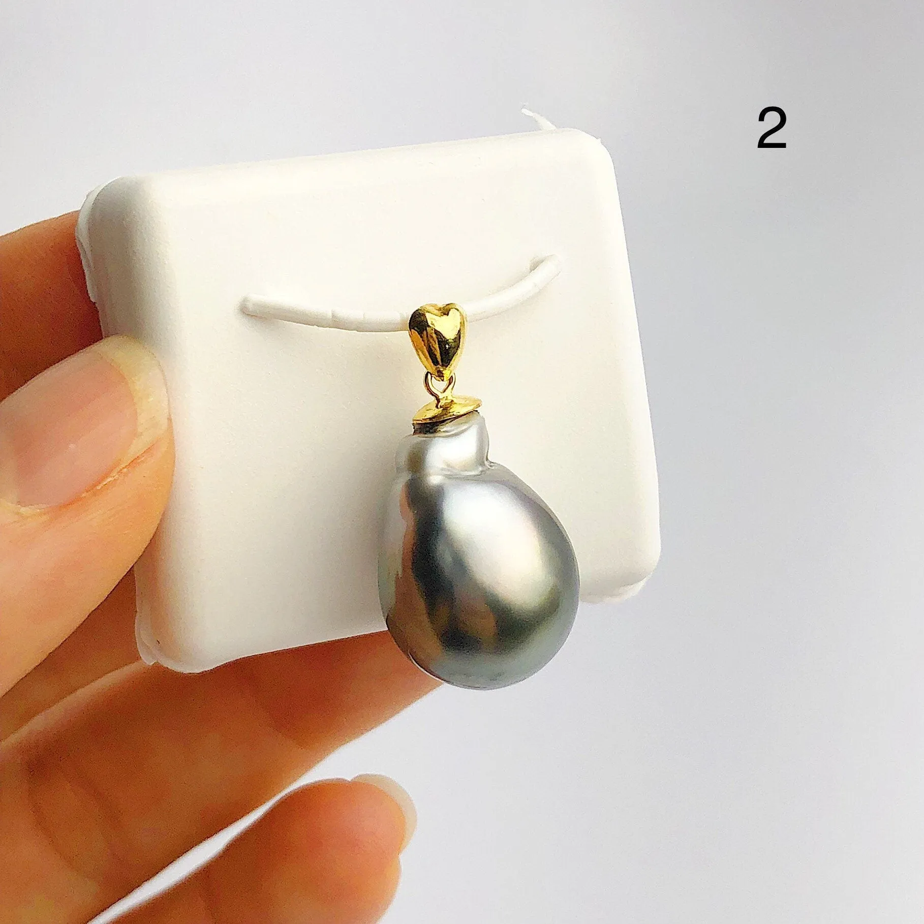 13-14mm Tahitian Pearl Pendants on 18K Gold Plated Sterling Silver (451 No. 1-4)