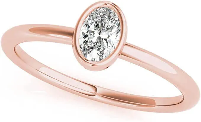 1/3 CT. Certified Oval Diamond Bezel-Set Solitaire Engagement Ring in 14K Gold H-I / VS2-SI1) / from our Luxury Collection