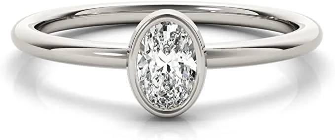 1/3 CT. Certified Oval Diamond Bezel-Set Solitaire Engagement Ring in 14K Gold H-I / VS2-SI1) / from our Luxury Collection