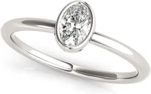 1/3 CT. Certified Oval Diamond Bezel-Set Solitaire Engagement Ring in 14K Gold H-I / VS2-SI1) / from our Luxury Collection