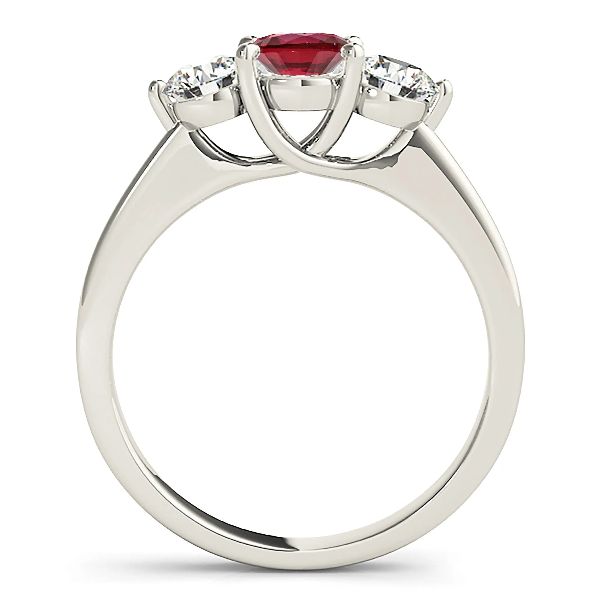 1.35 ct. Genuine Ruby Ring With Diamonds And Solid Gold Band