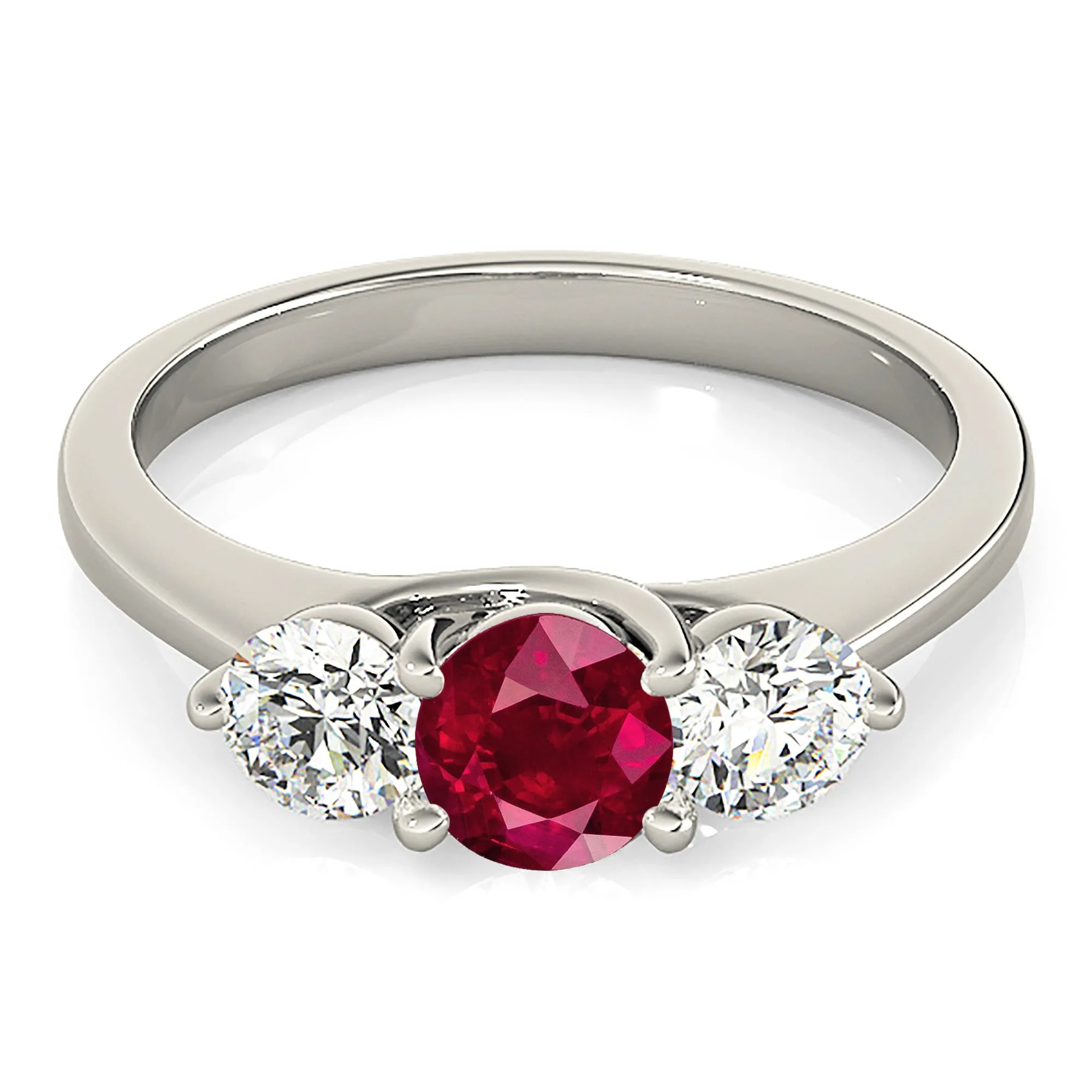 1.35 ct. Genuine Ruby Ring With Diamonds And Solid Gold Band