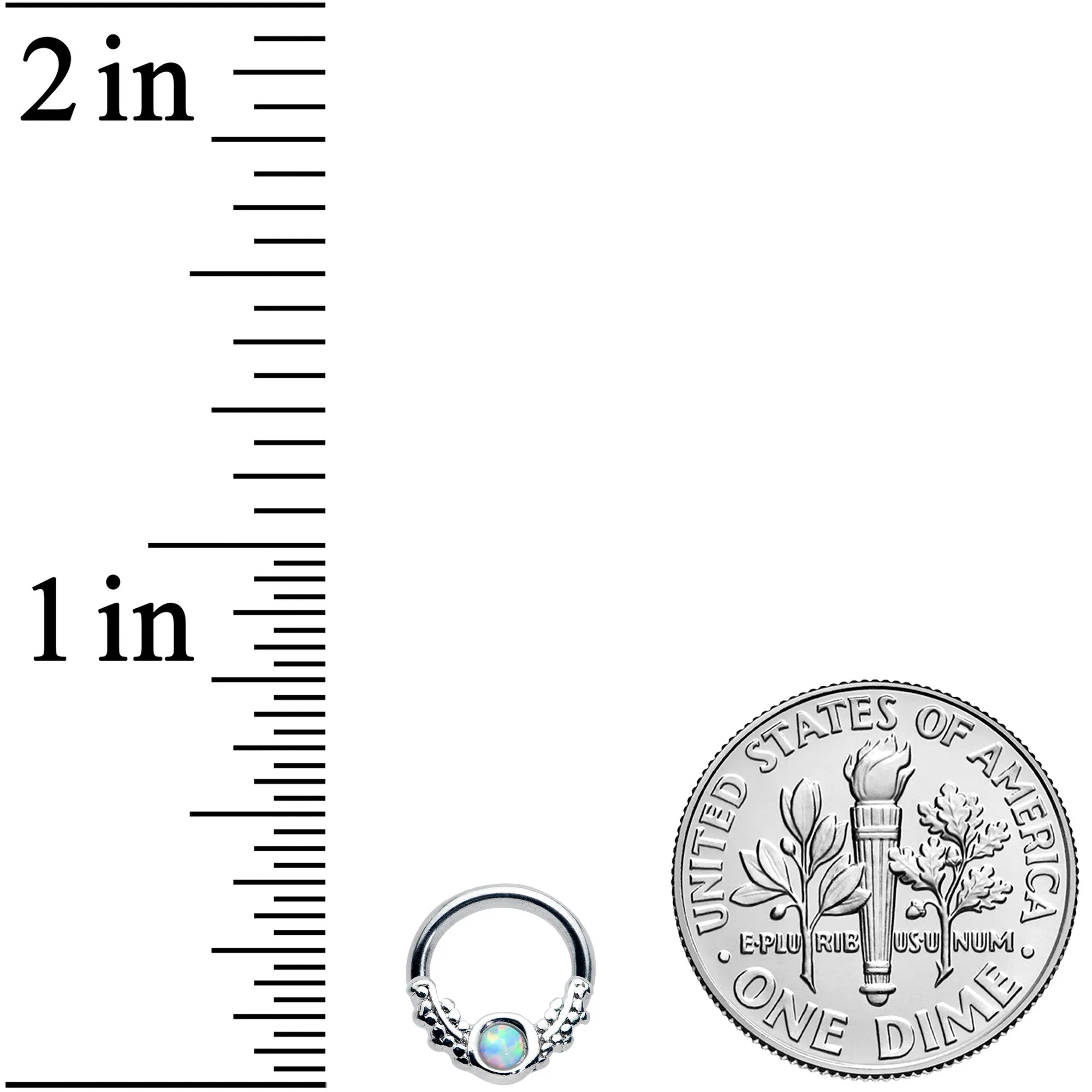 14 16 Gauge 1/4 5/16 White Synthetic Opal BCR Captive Ring Set of 4