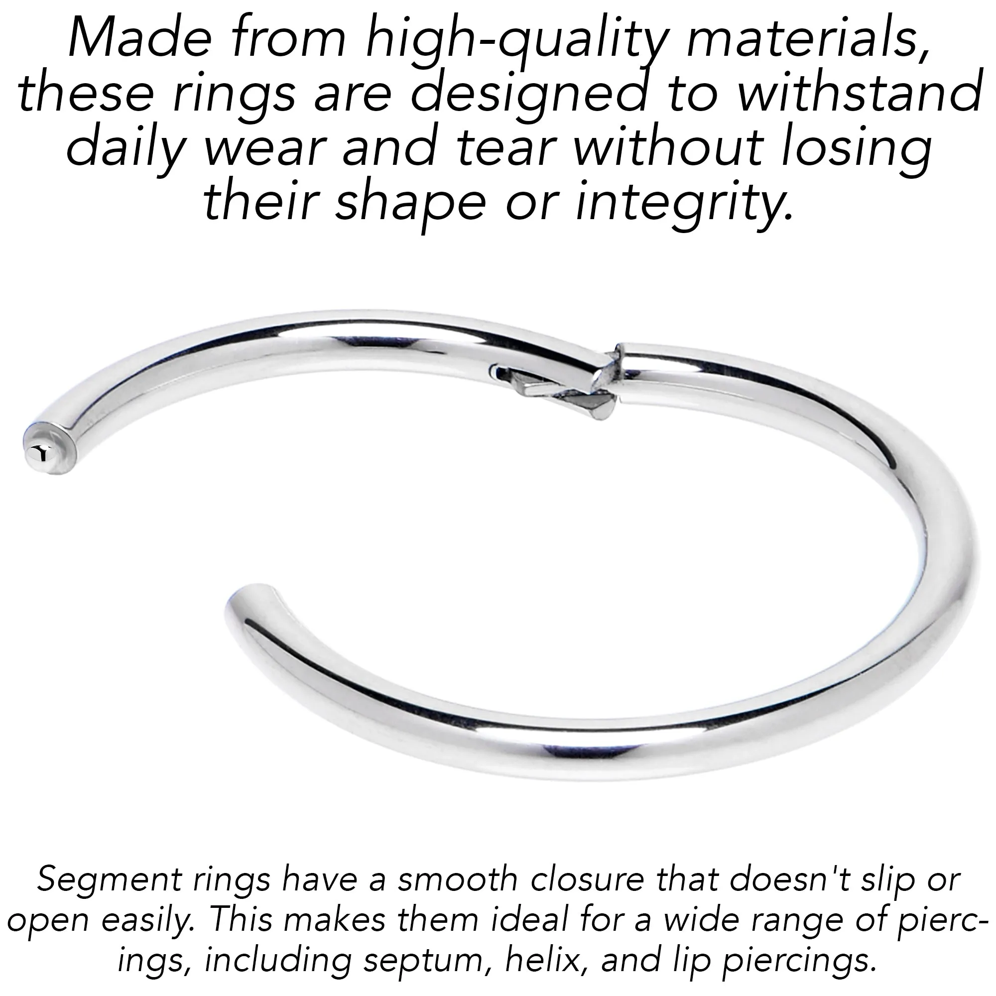 14 Gauge 1/4 316L Surgical Steel Precision Hinged Segment Hoop