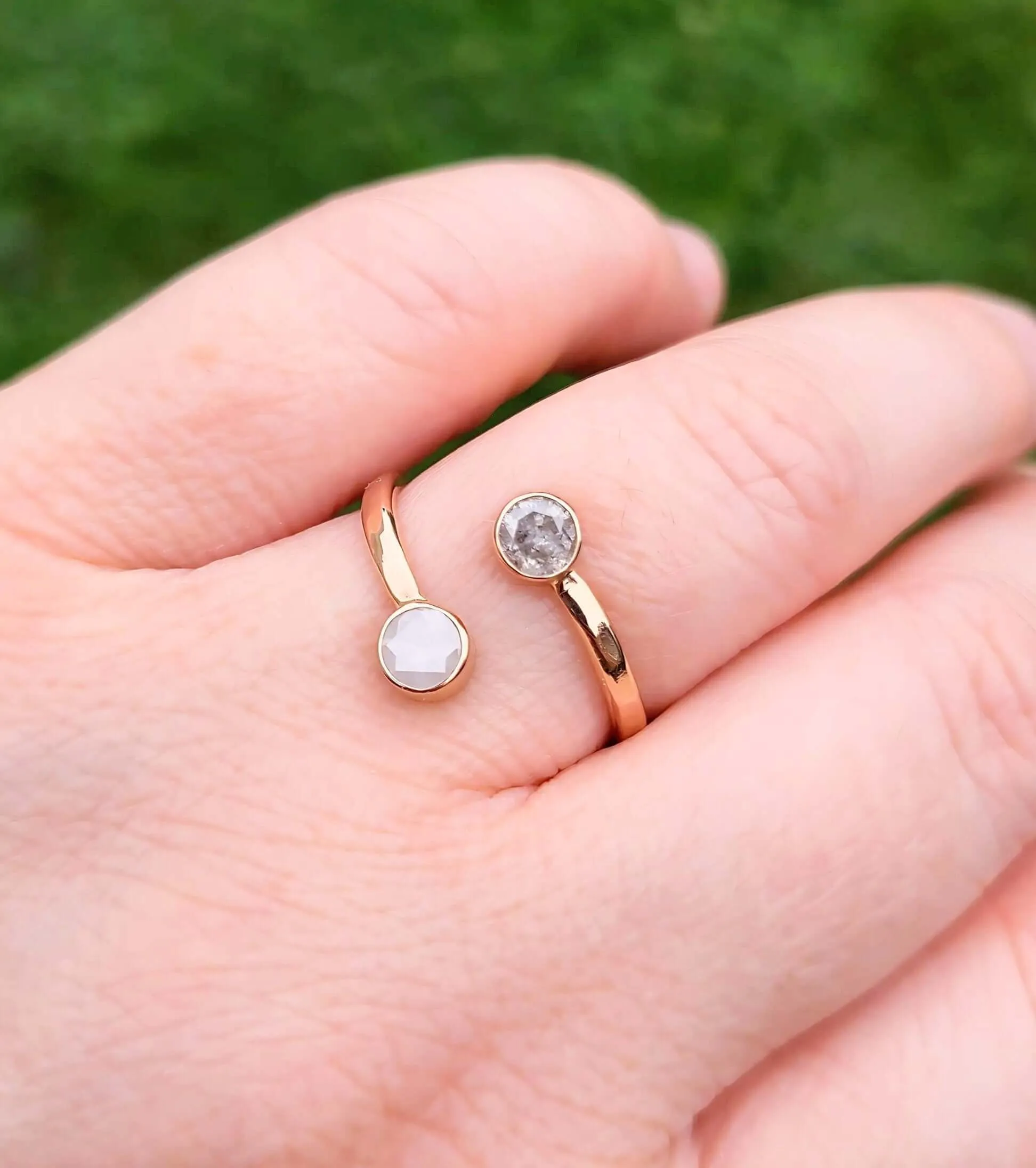 14K Diamond Bypass Ring in Rose Gold - Size 8