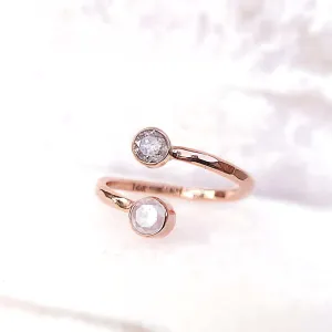 14K Diamond Bypass Ring in Rose Gold - Size 8