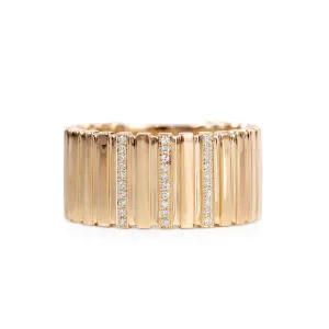14K GOLD AND DIAMOND SAMANTHA FLUTED RING LARGE
