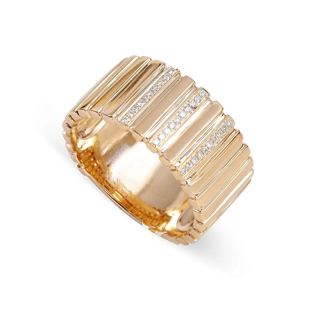 14K GOLD AND DIAMOND SAMANTHA FLUTED RING LARGE