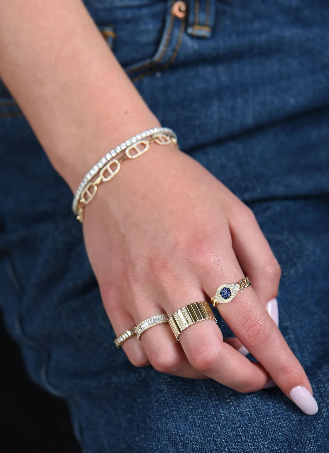14K GOLD AND DIAMOND SAMANTHA FLUTED RING LARGE