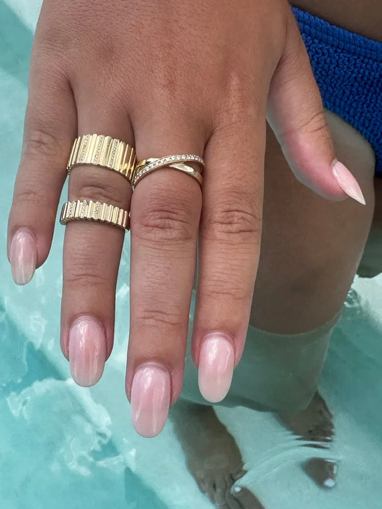 14K GOLD AND DIAMOND SAMANTHA FLUTED RING LARGE