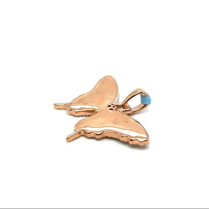 14k Gold Butterfly 0.95" Pendant Natural 1.26ct Diamonds - PD00190A