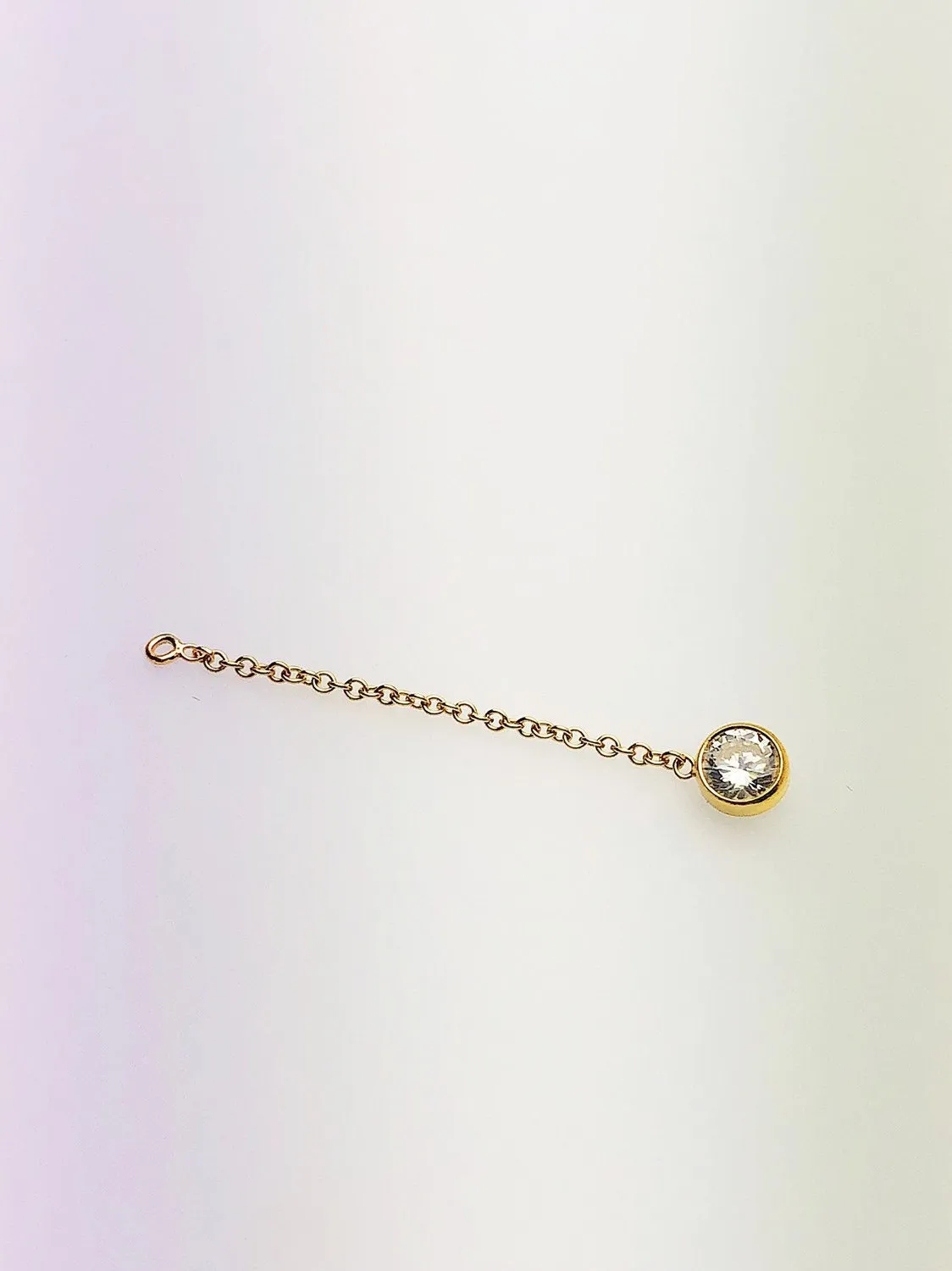 14K Gold Fill 4.0mm White 3A CZ 1" Cable Chain Drop, 4040CD1M4