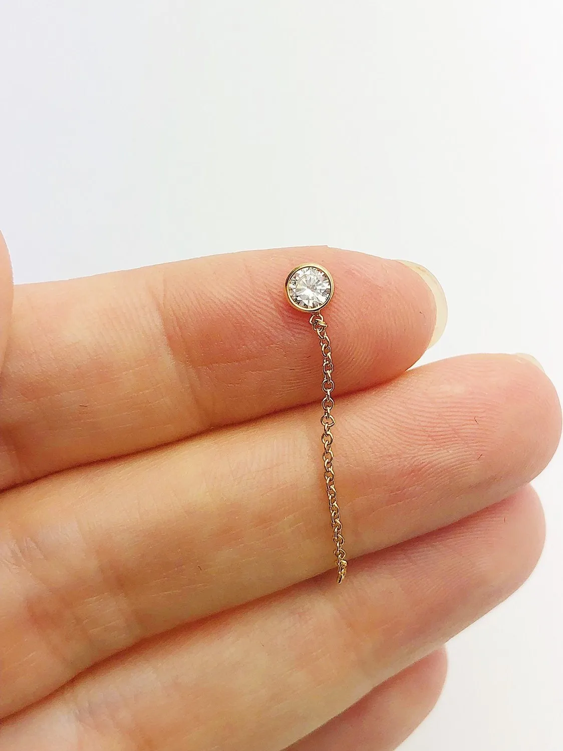 14K Gold Fill 4.0mm White 3A CZ 1" Cable Chain Drop, 4040CD1M4