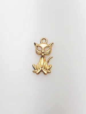 14K Gold Fill Cat Charm w/ Ring, 7.5x14.9mm, Made in USA - 518