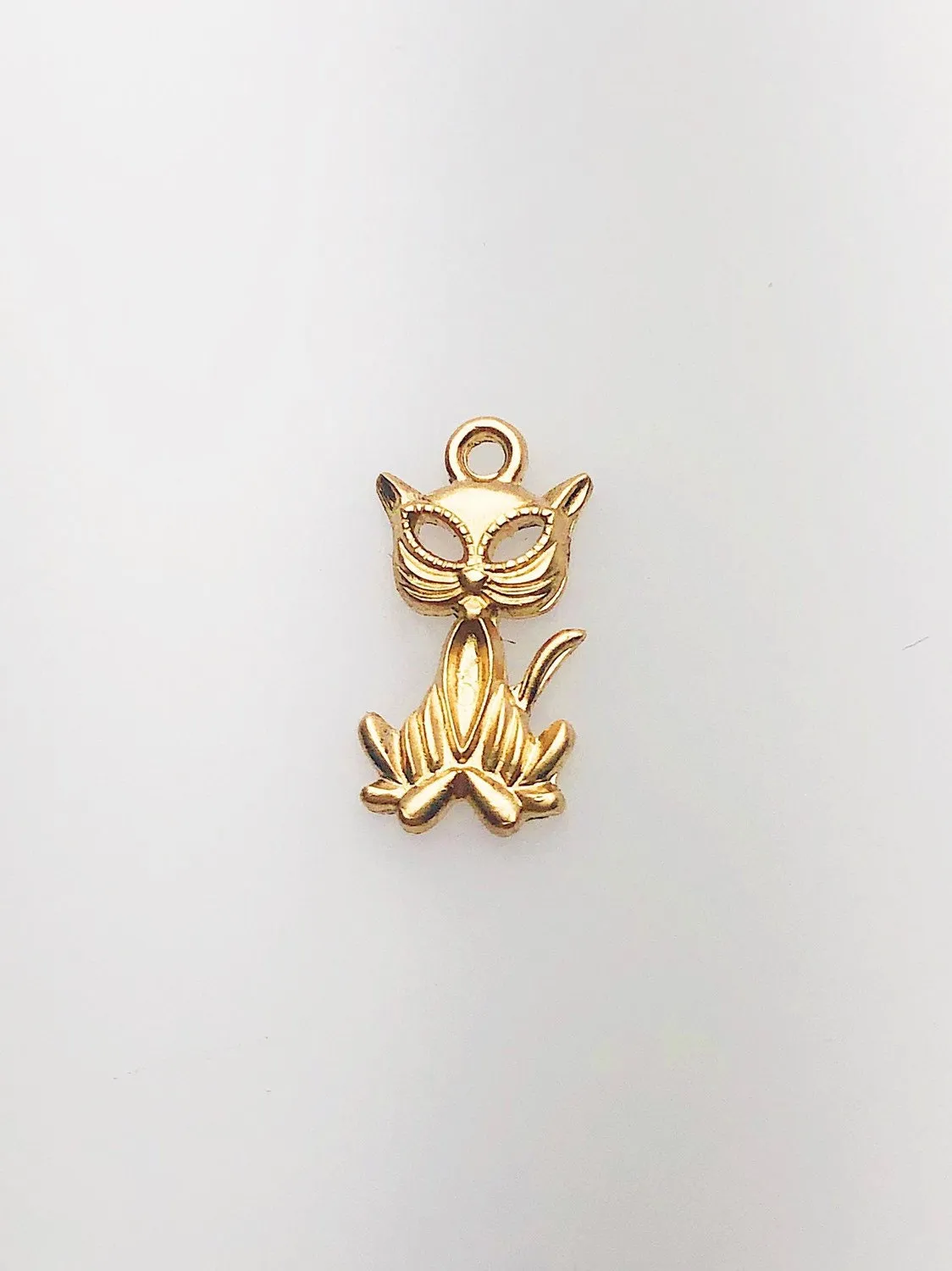 14K Gold Fill Cat Charm w/ Ring, 7.5x14.9mm, Made in USA - 518