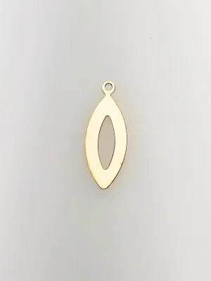 14K Gold Fill Decorative Cut Out Charm w/ Ring, 5.9x15.7mm, Made in USA - 2312