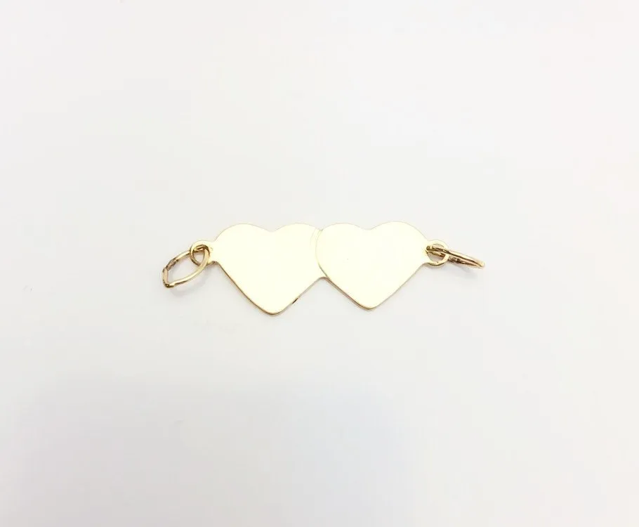 14k Gold Fill Double Heart Charm with Oval Jump Rings  23x8.3mm (574.020)