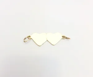 14k Gold Fill Double Heart Charm with Oval Jump Rings  23x8.3mm (574.020)