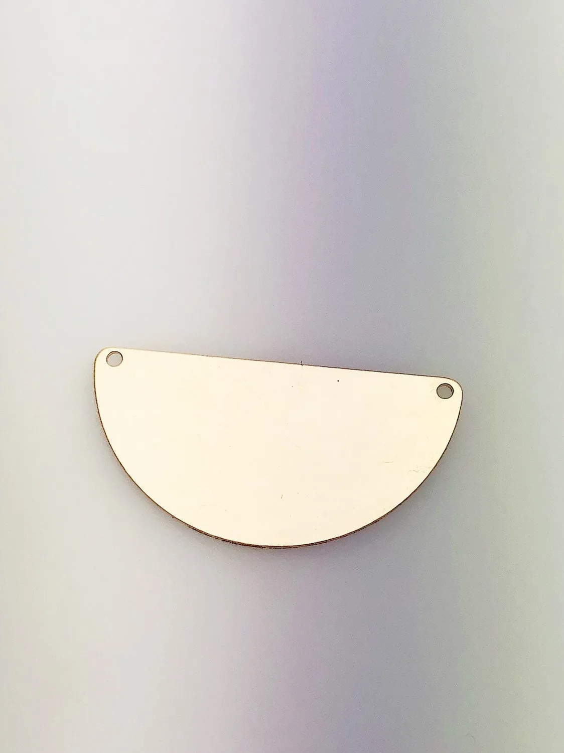 14K Gold Fill Half Circle Tag Charm w/Holes, 39x19.3mm, Made in USA - 2635P2