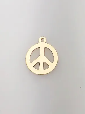 14K Gold Fill Peace Sign Charm w/ Ring, 11.3mm, Made in USA - 1351